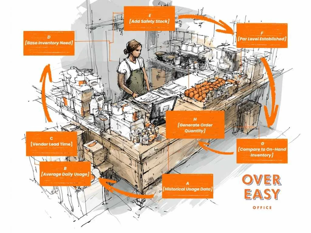 par level inventory workflow over easy office