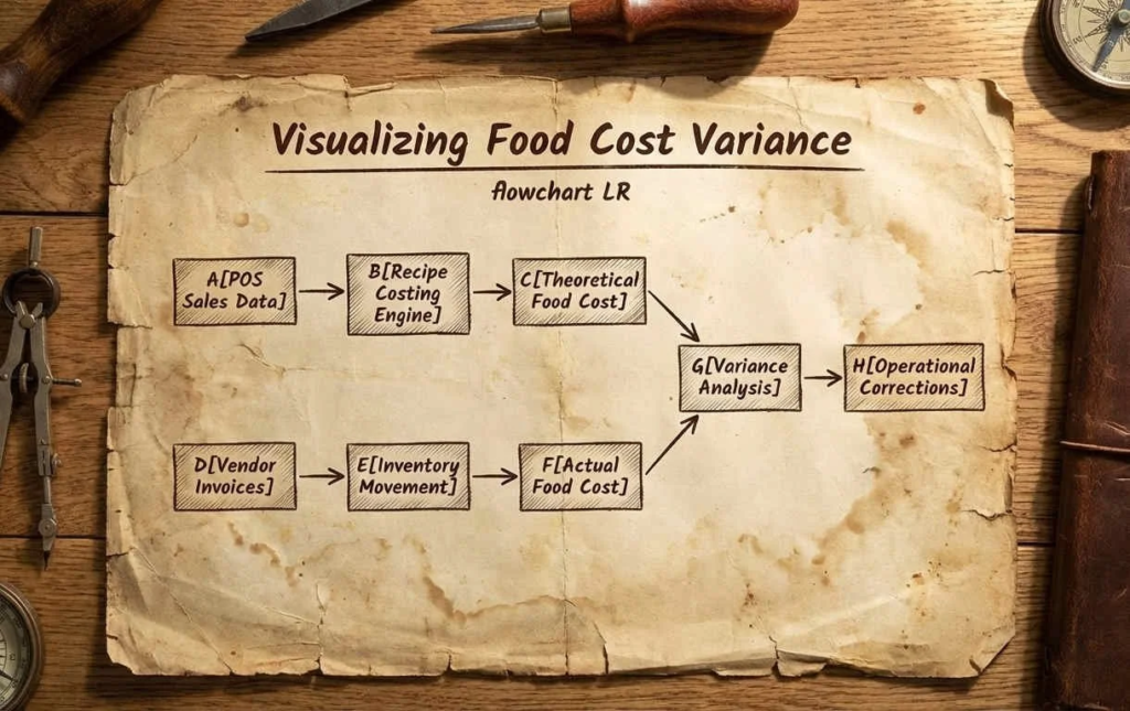visualizing food cost variance actual vs theoretical oeo